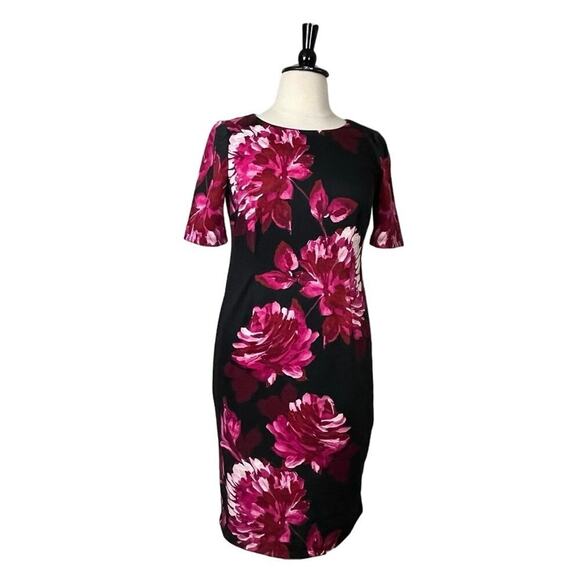 Roz & Ali Sheath Dress Short Sleeves Black Pink Floral Women’s Plus Size 14 - Picture 10 of 10